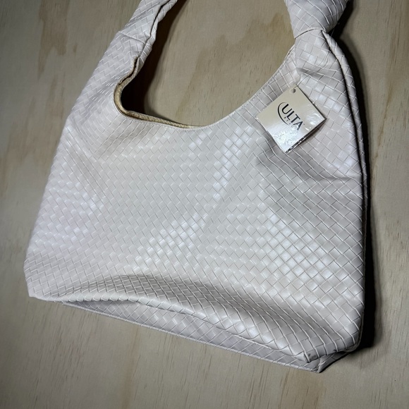 Ulta Beauty White Woven Faux Leather Shoulder Tote Bag NWT - Picture 2 of 8